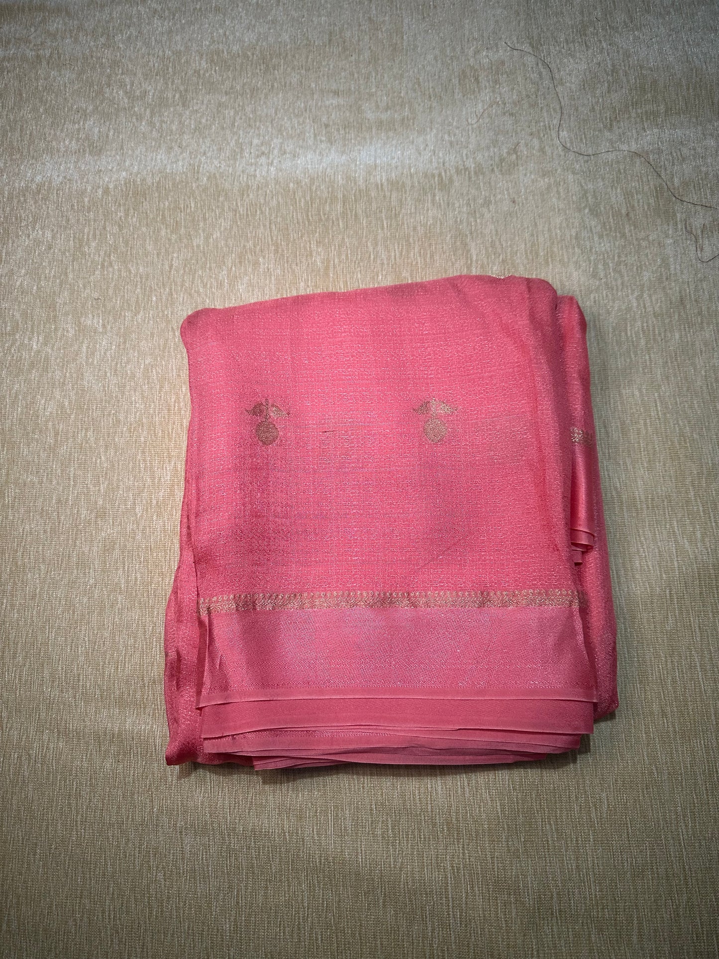 Jute Linen saree - Light baby pink