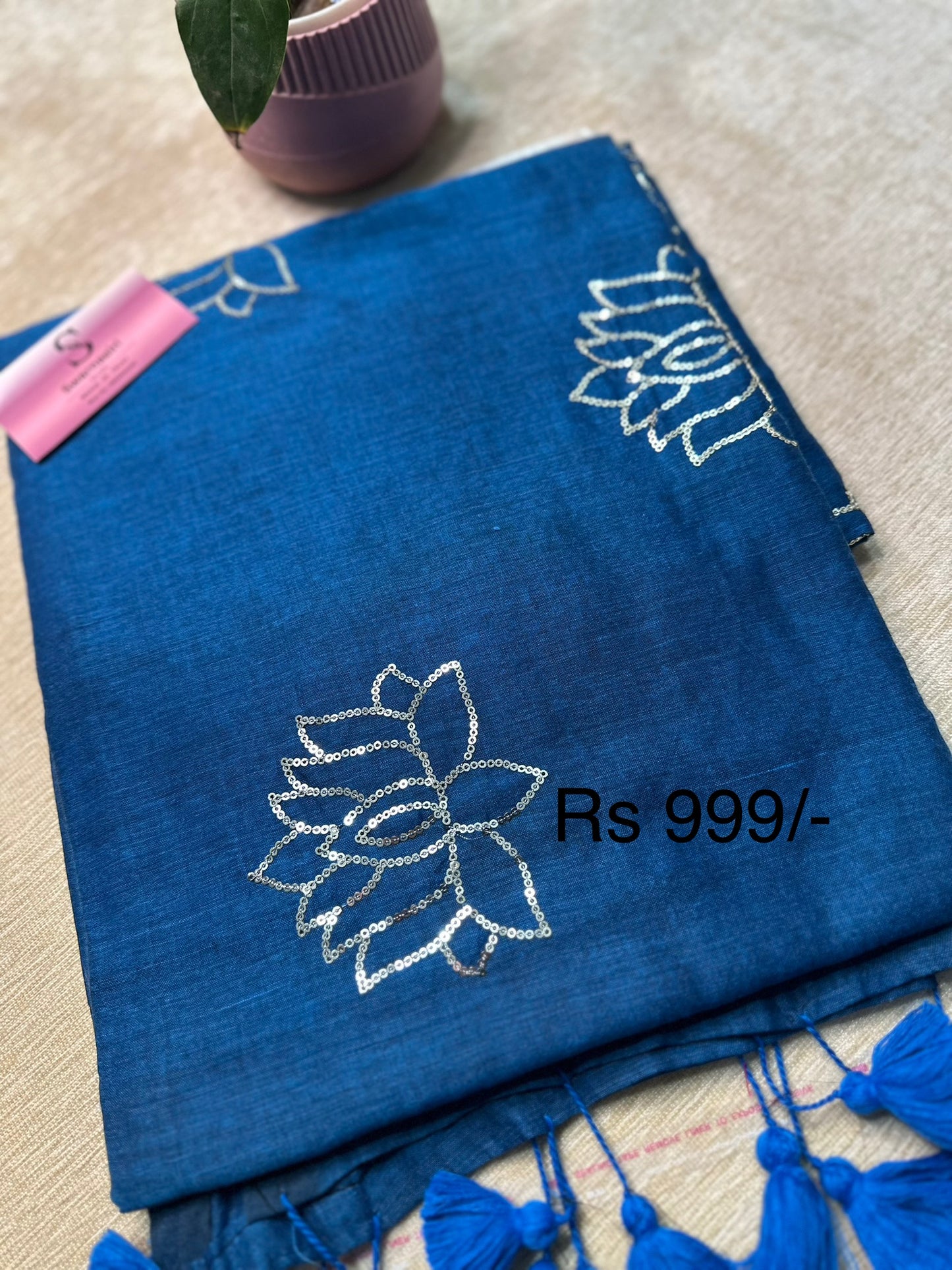 Lotus sequin 120 count mul cotton saree