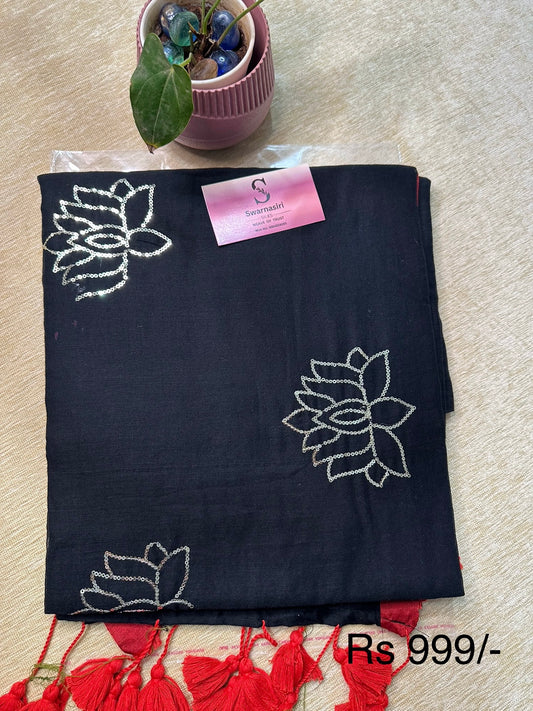 Lotus sequin mul cotton saree 120 count