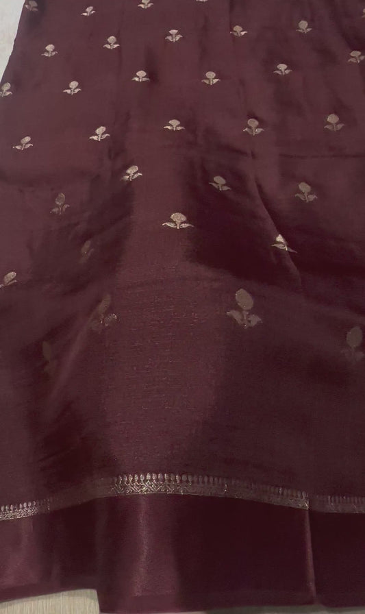 Jute linen saree -Chocolate Brown