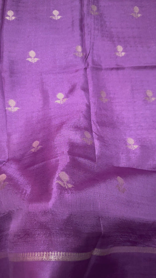 Jute linen saree - Lavender color