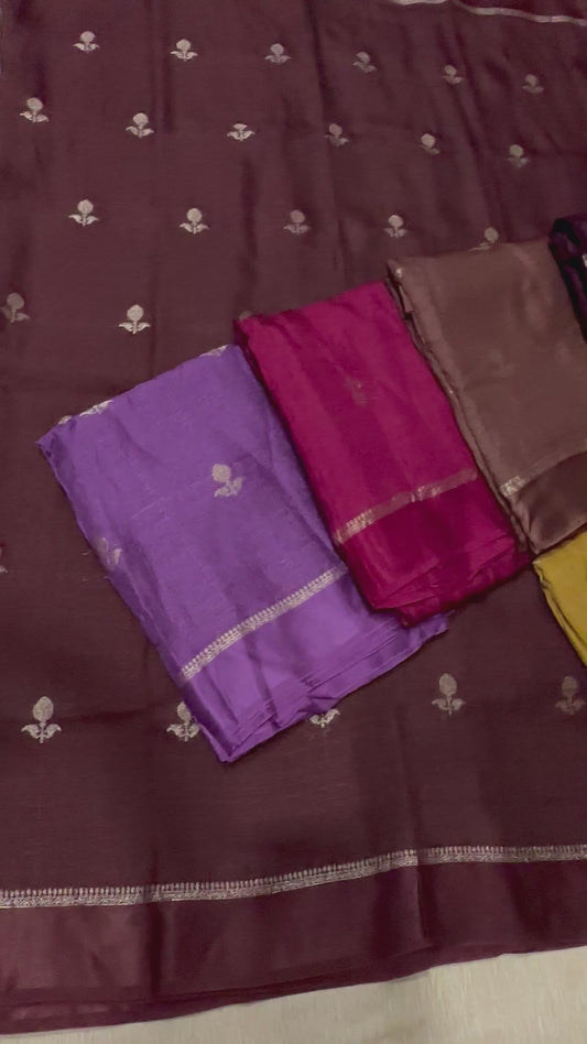 Jute linen saree - Lavender color